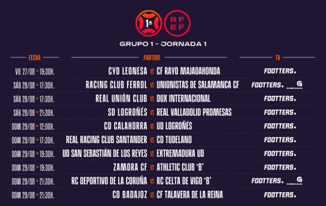 Horarios jornada 1 (Foto: RFEF).