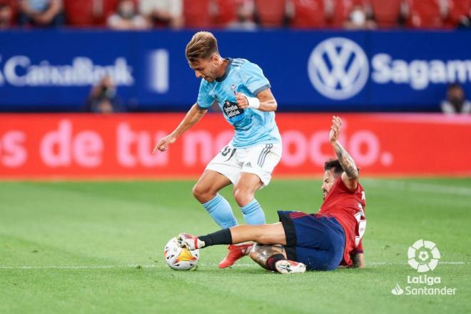 Kevin Vázquez, durante el Osasuna-Celta (Foto: LaLiga).