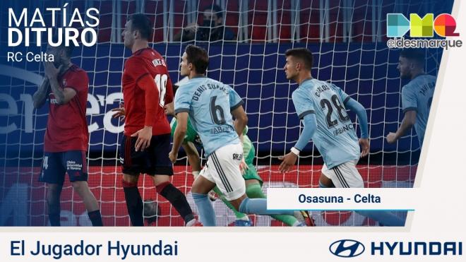 Matías Dituro, Jugador Hyundai del Osasuna-Celta.