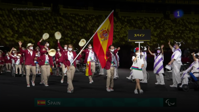 Deportistas españoles en la ceremonia inaugural de los Juegos Paralímpicos (Foto: RTVE).