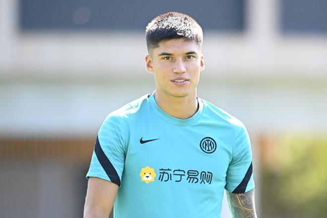 Joaquín Correa, entrenando con el Inter de Milán.