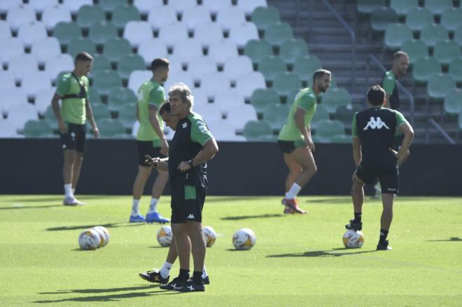 Pellegrini, más de 20 victorias como entrenador del Betis. Pellegrini, en el entrenamiento (Foto: Kiko Hurtado).