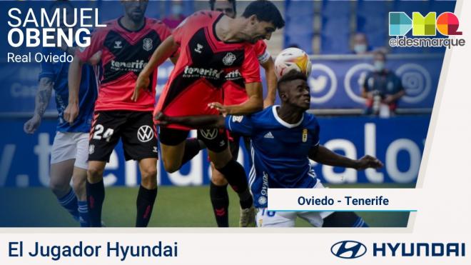 Obeng, el jugador Hyundai del Real Oviedo-Tenerife.