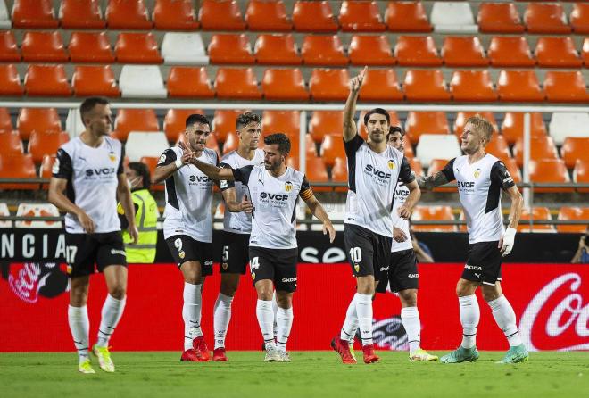 El equipo celebra un gol ante el Alavés (Foto: Valencia CF).