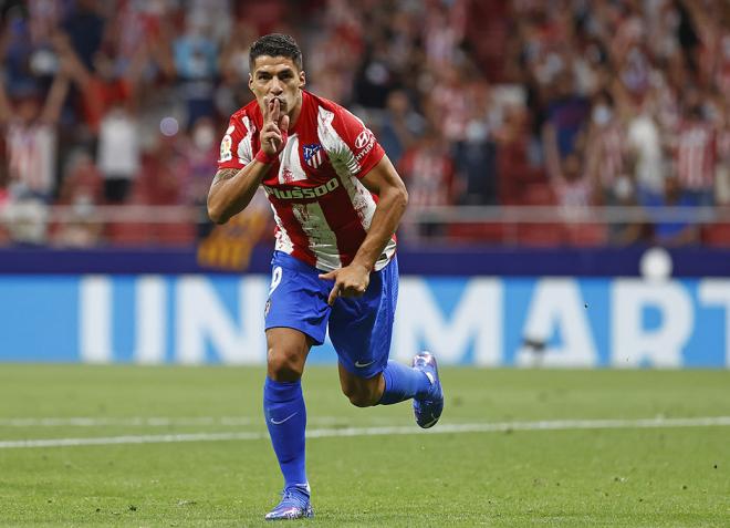 Celebración de Luis Suárez en el Atlético-Villarreal (Foto: ATM).