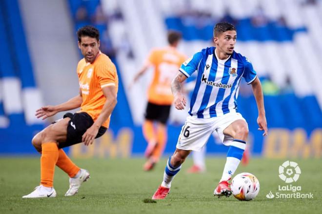 Cristo Romero, durante el Sanse-Fuenlabrada (Foto: LaLiga).