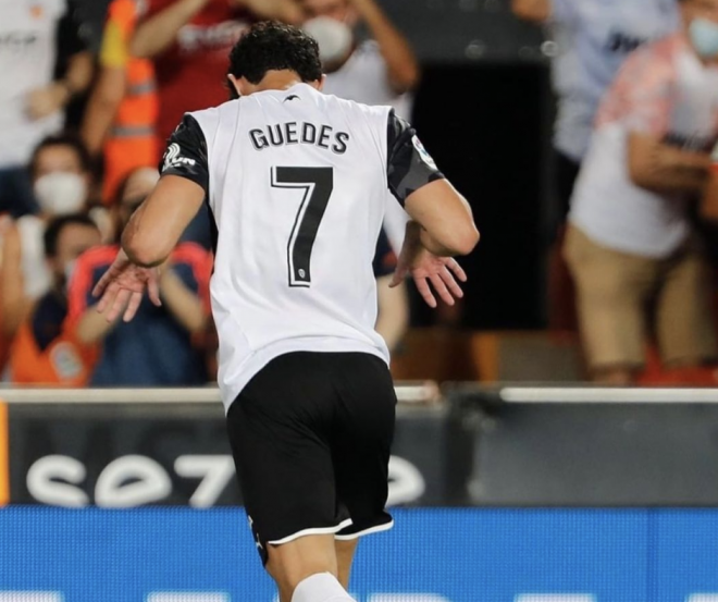 Guedes celebra su gol contra el Alavés (Foto: Valencia CF)