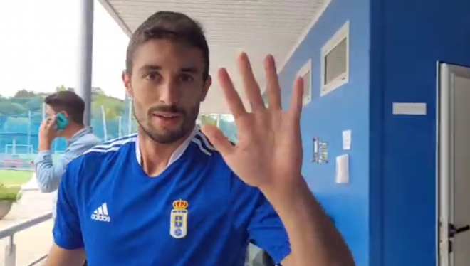 Gastón Brugman, en su primer entrenamiento con la camiseta del Real Oviedo (Foto: RO)