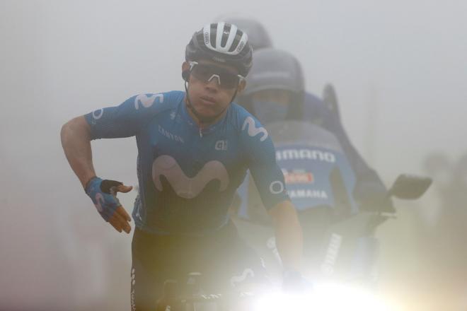 Miguel Ángel López, a su llegada al Gamoniteiru en La Vuelta 2021 (Foto: EFE).