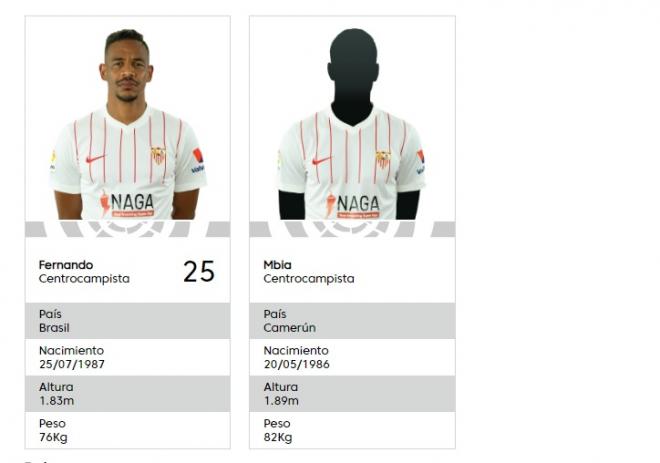 Mbia aparece inscrito en el Sevilla en la web de LaLiga.