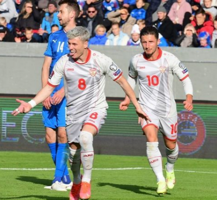 Bardhi celebra uno de los goles de Madonia frante a Islandia. (FF Macedonia)