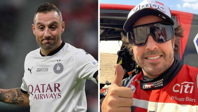 Santi Cazorla y Fernando Alonso.