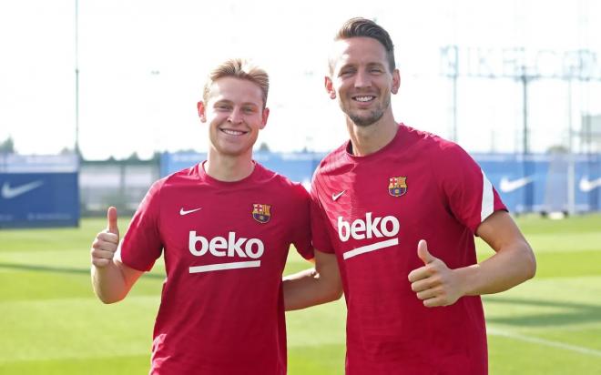 Frenkie de Jong y Luuk de Jong, en una sesión del Barcelona (Foto: FCB).