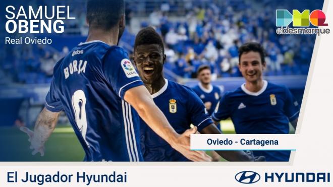 Obeng, el jugador Hyundai del Real Oviedo-Cartagena.