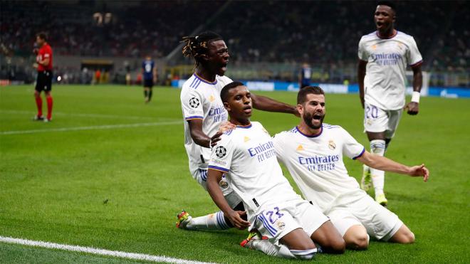 Rodrygo celebra su gol en el Inter-Real Madrid (Foto: RMCF).