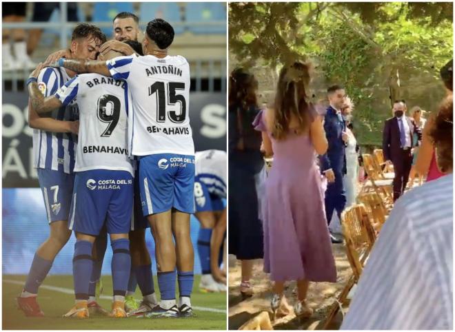 Un aficionado del Málaga entra a su boda con el himno del club.