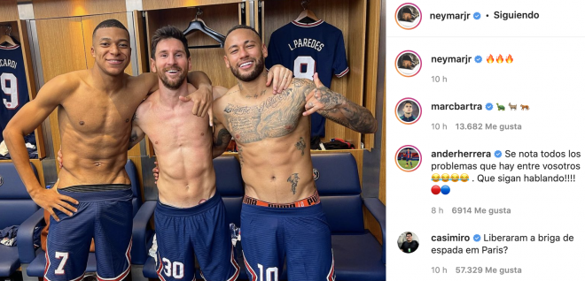 El comentario de Ander Herrera a Mbappé, Messi y Neymar (Foto: Instagram).