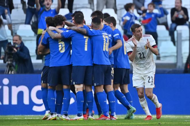 Los jugadores de Italia celebran uno de los goles ante Bélgica (Foto: Cordon Press).