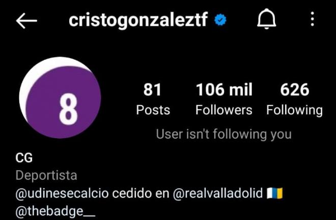 Foto de perfil de Cristo en su cuenta de Instagram.