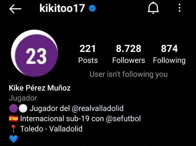 Foto de perfil de Kike Pérez en su cuenta de Instagram.