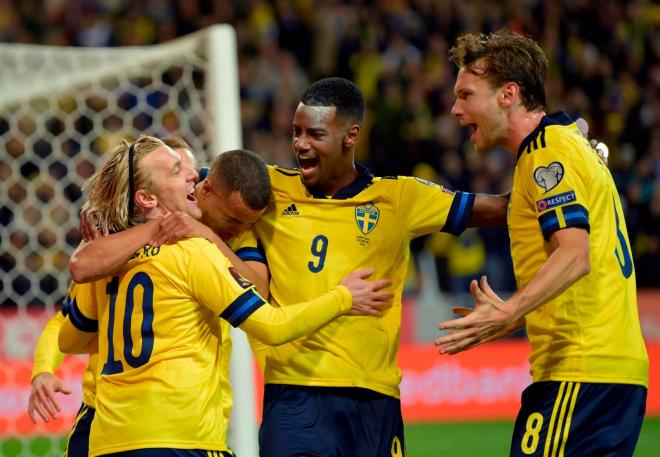 Imagen del combinado sueco celebrando un gol (Foto: Cordonpress)