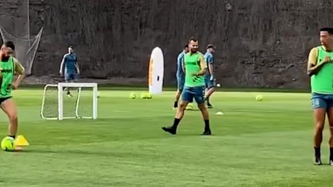 Jesé Rodríguez, durante el entrenamiento con Las Palmas.