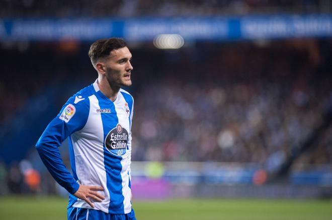 Lucas Pérez, durante un partido del Dépor de la temporada 2017/18 (Foto: Cordon Press).