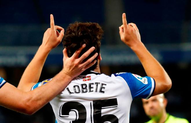 Lobete celebra su gol ante el Mallorca (Foto: EFE).