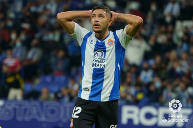 Óscar Gil se lamenta en el Espanyol-Cädiz (Foto: LaLiga).