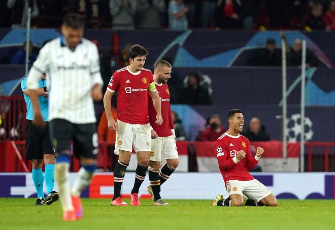 Cristiano Ronaldo celebra la victoria del Manchester United ante la Atalanta (Foto: Cordon Press).