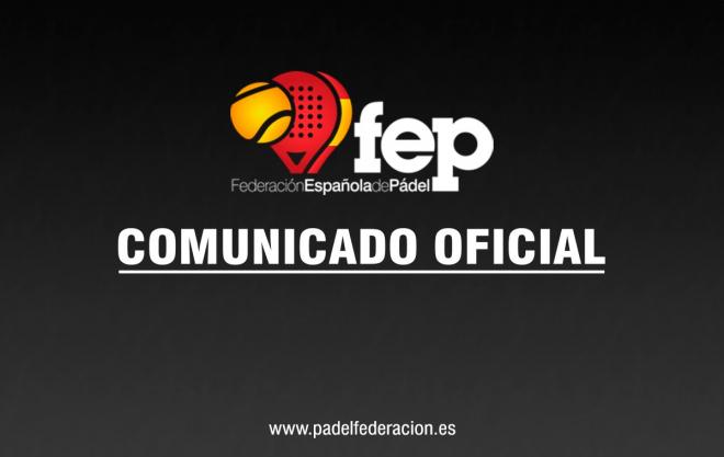 Comunicado de la Federación Española de Pádel.