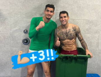 Hugo Mallo en un contenedor de basura (Foto: Instagram).