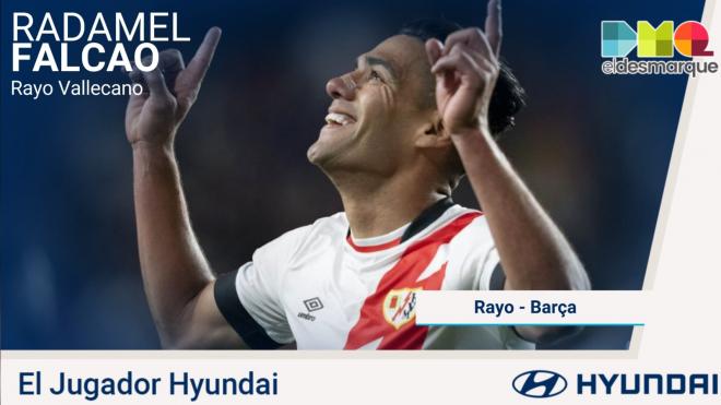 Radamel Falcao, el Jugador Hyundai del Rayo Vallecano-Barcelona.