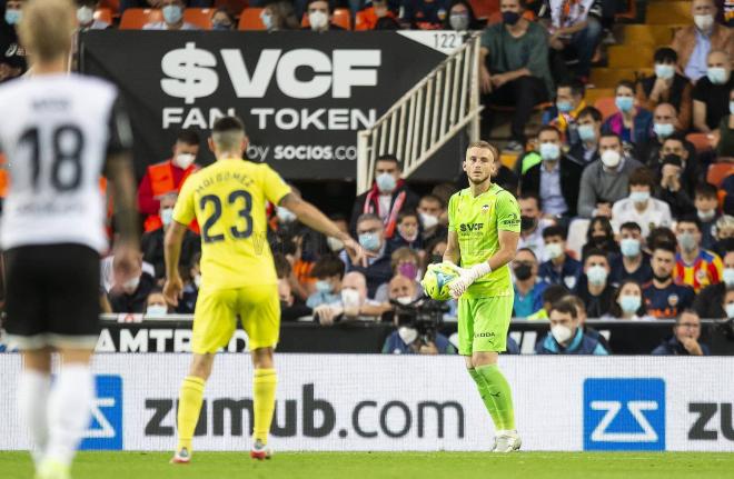 Cillessen, en el Valencia CF - Villarreal CF (Foto: Valencia CF).