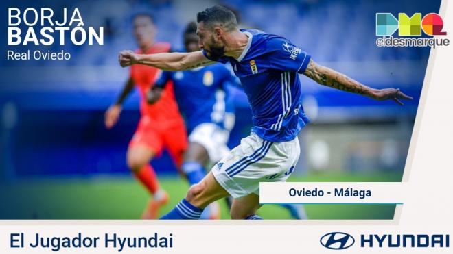 Borja Bastón, el jugador Hyundai del Real Oviedo-Málaga.