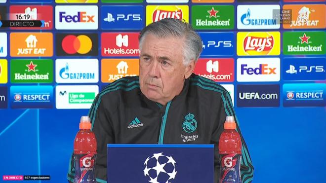 Carlo Ancelotti, en sala de prensa.