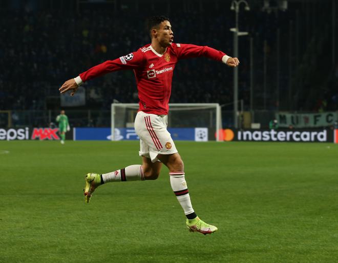 Cristiano Ronaldo celebra un gol en Bérgamo.