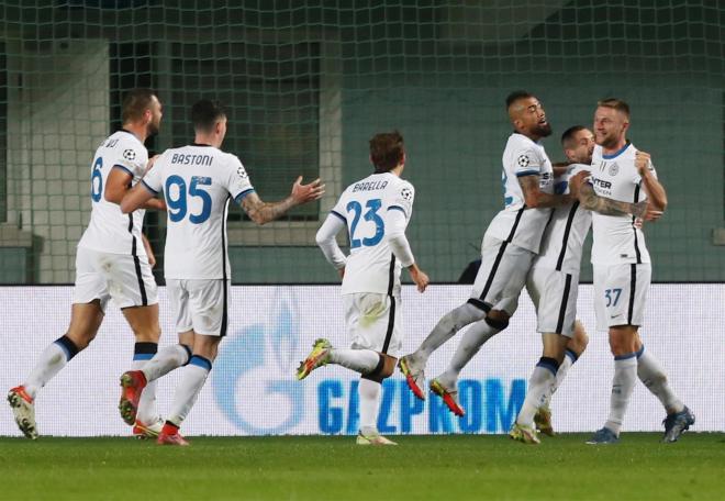 Los jugadores del Inter celebran uno de los goles ante el Sheriff (FOTO: Cordón Press).