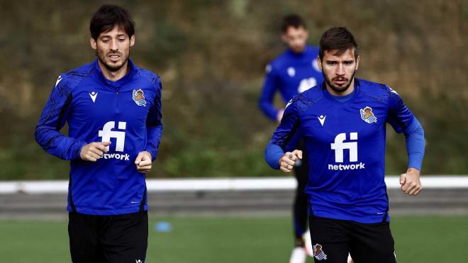 Silva y Portu, en un entrenamiento de esta temporada en Zubieta (Foto: Real Sociedad).