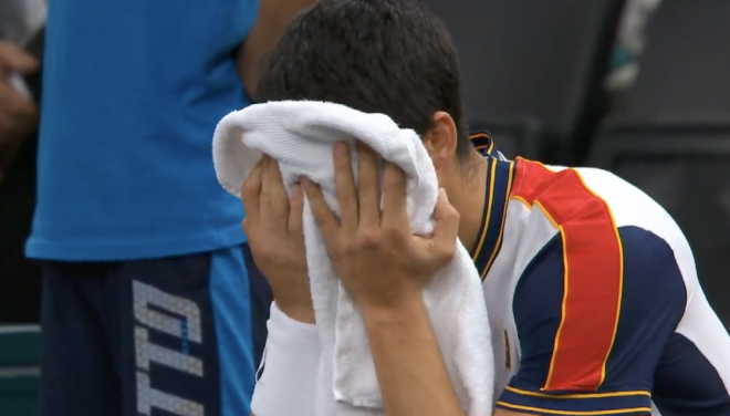 Carlos Alcaraz, llorando tras su derrota en el Masters 1000 de París.