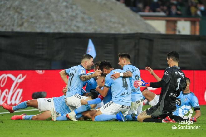 El Celta celebra el gol del empate de Iago Aspas al Barcelona (Foto: LaLiga).