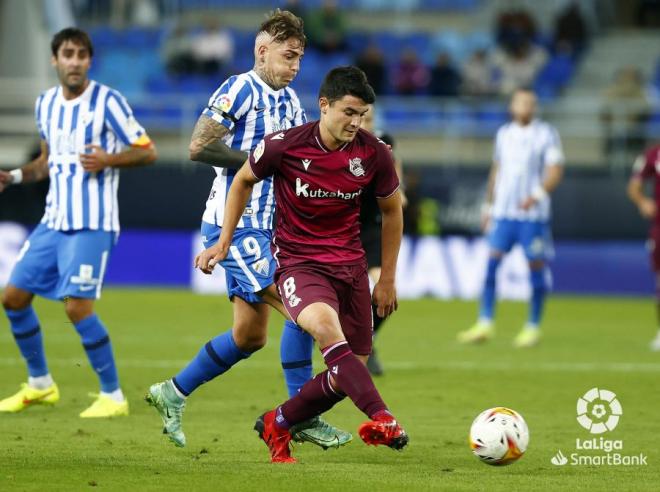 Brandon Thomas, en un lance del Málaga-Sanse (Foto: LaLiga).