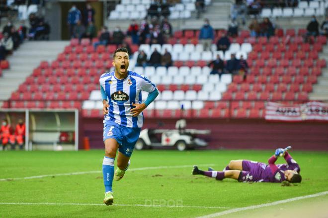 Miku celebrando su gol ante la UD Logroñés (Foto: RCD).