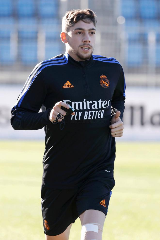 Fede Valverde, en el entrenamiento con el Real Madrid de este viernes (Foto: RMCF).