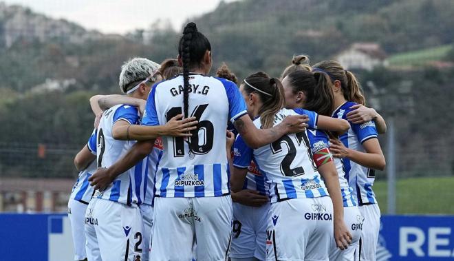 La Real Sociedad Femenina celebra un gol esta temporada (Foto: Real Sociedad).