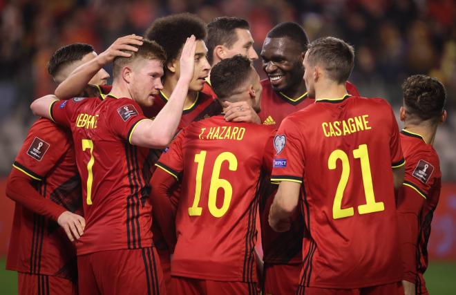 Celebración de Bélgica tras un gol a Estonia (Foto: Cordon Press).