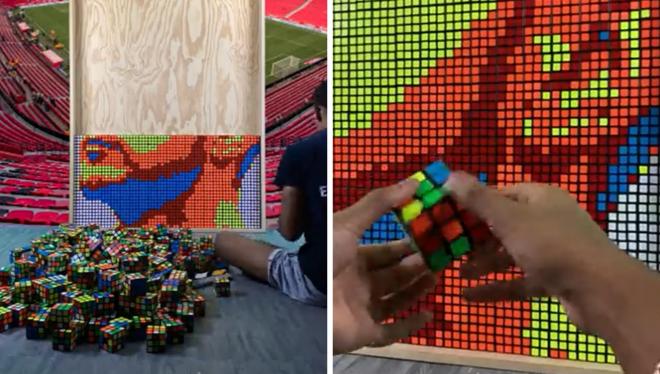 Dylan Sadiq crea el cuadro de Rakitic con cubos de Rubik