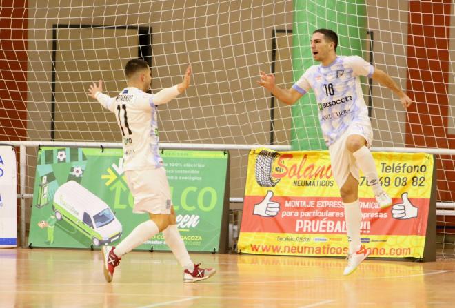 El CD UMA Antequera celebra uno de los goles en Zaragoza (Foto: Andrea Royo López).