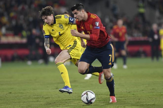 Álvaro Morata, durante el España-Suecia (Foto: Kiko Hurtado).