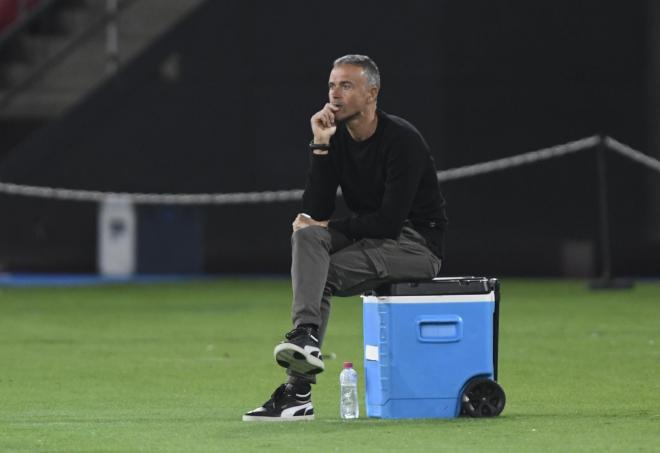 Luis Enrique, durante el España-Suecia (Foto: Kiko Hurtado).